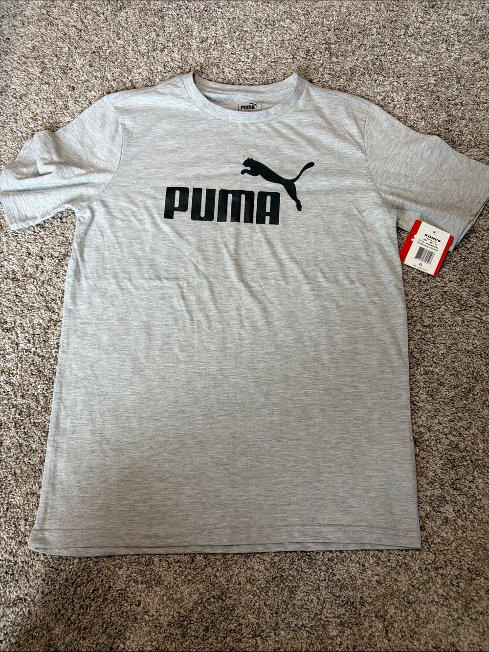 Puma Light Gray Short Sleeve Tee with Black Logo